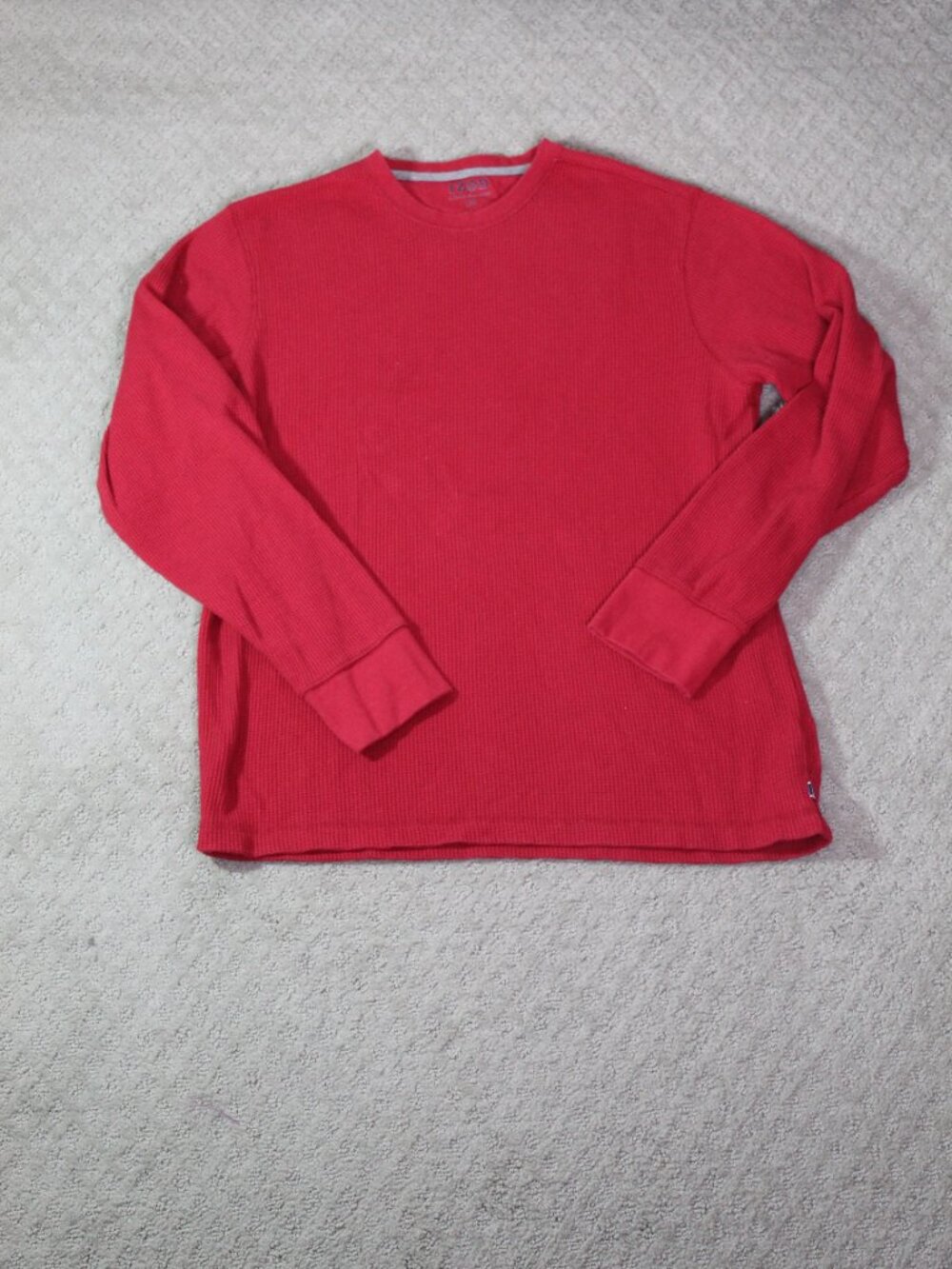 Izod Men's Size L Red Long Sleeve Crew Neck Waffle Shirt